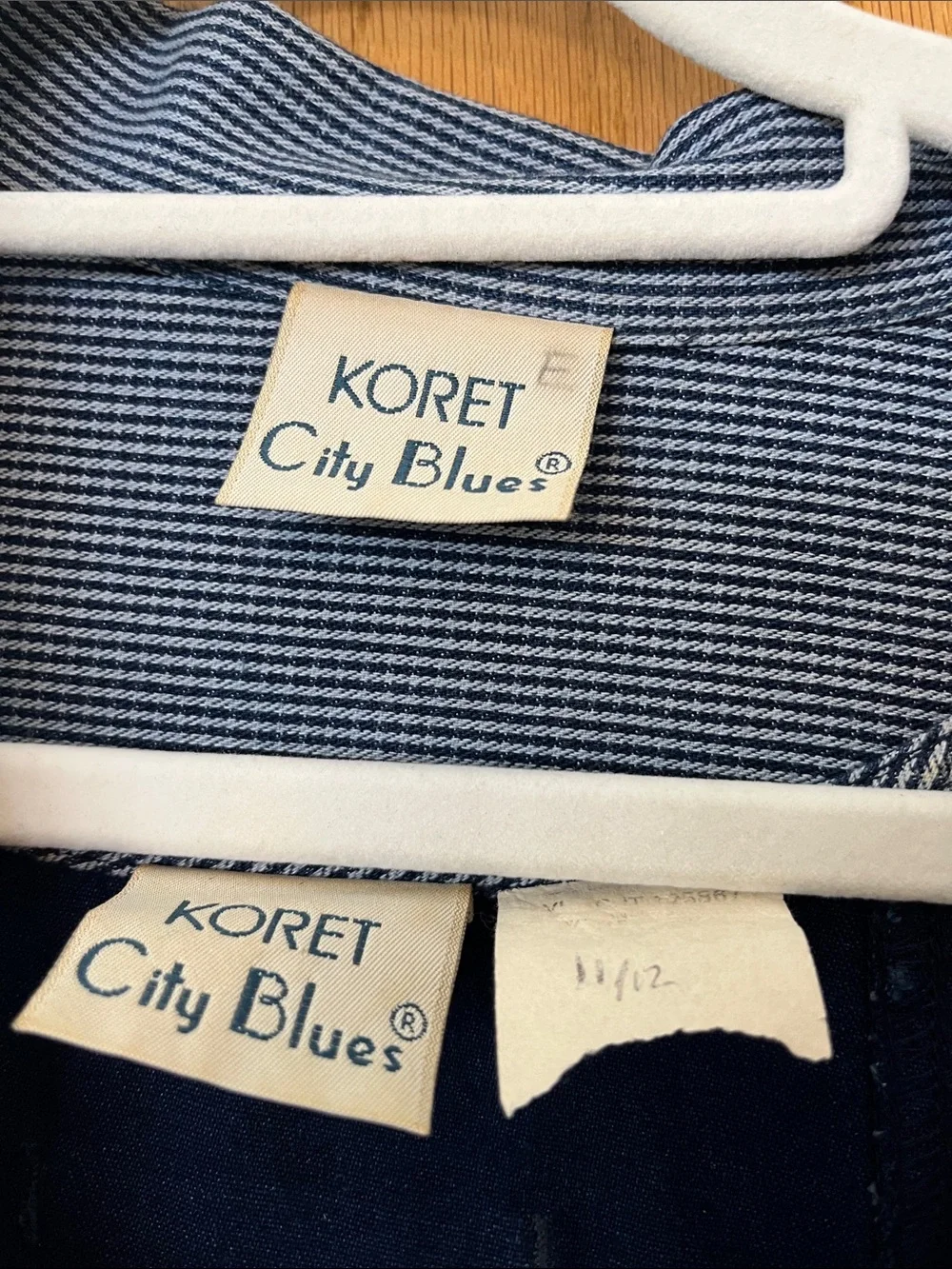 Koret City Blues Vintage Denim Navy Jacket and Dress Set with One Side Slit